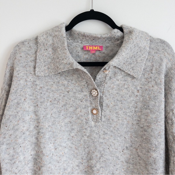 THML Pearl Button Collared Sweater - Picture 3 of 11